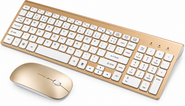 Wireless Keyboard and Mouse Combo, Compact Full-Sized 2.4GHz Ultra Slim Wireless Keyboard with Number Pad and Power-Saving Mouse for Office Windows 10, Laptop, PC, Computer, Desktop