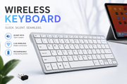 Ultra Slim Wireless Keyboard – Silent Low-Profile Keys, Compact Portable Design for Laptop, PC, Tablet & Office Use