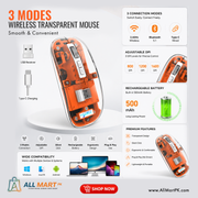 3 Modes Wireless Transparent Mouse with 2.4G Connectivity