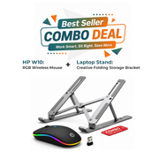 RGB Wireless Mouse and Foldable Laptop Stand Combo Set